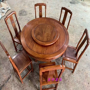 红木餐桌刺猬紫檀色吃饭台进口菠萝格木1.2米1.31.38实木客厅桌椅