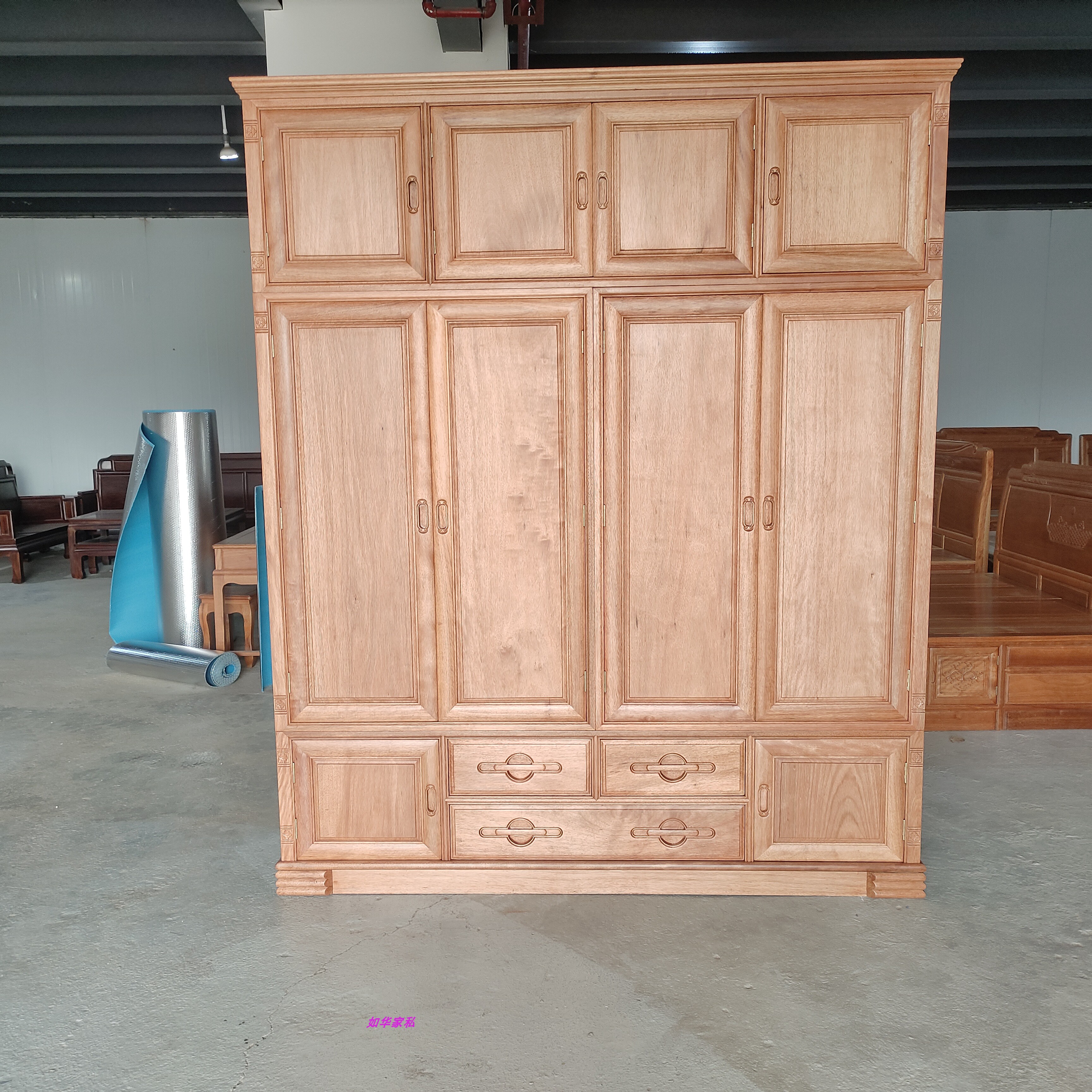 菠萝格木四门衣柜原木纯实木柜