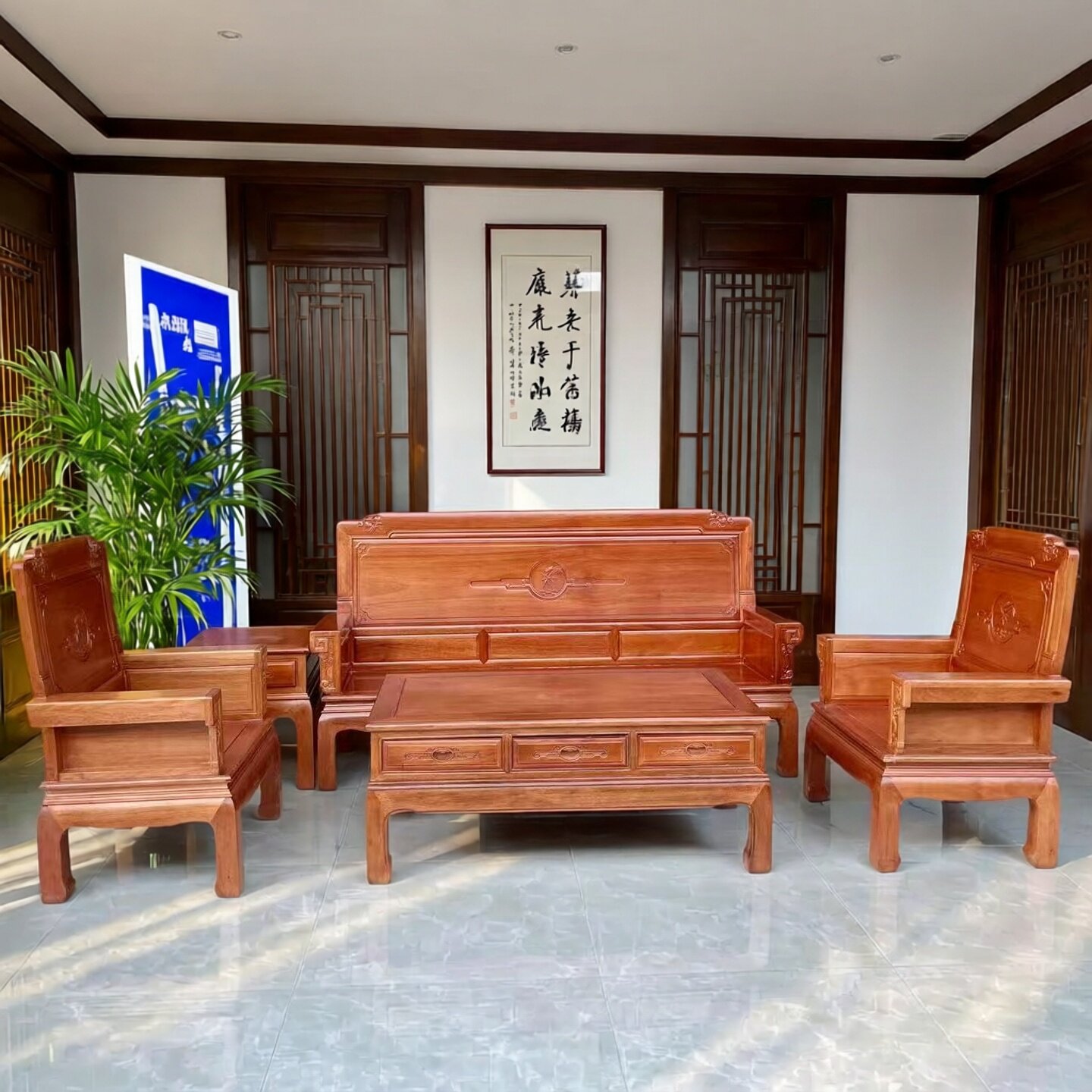 进口菠萝格全实木中式客厅沙发