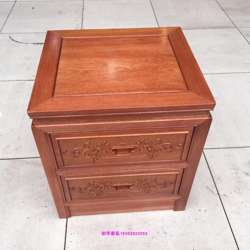 红木床头柜纯实木床边柜进口菠萝木卧室柜子二抽储物箱房间收纳柜