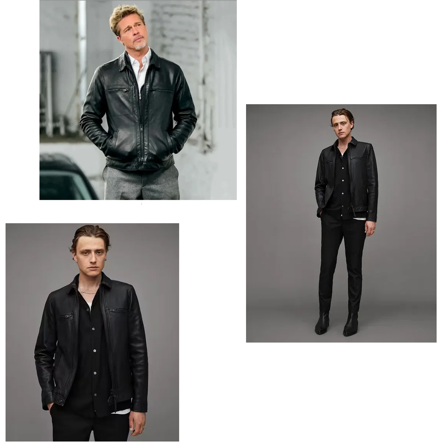 英伦复古男士山羊皮皮衣夹克