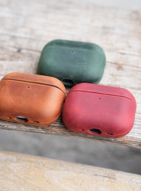 适用于新款苹果airpods pro3 第三代耳机保护套 多种配色皮套 AirPods pro 3 牛皮保护套