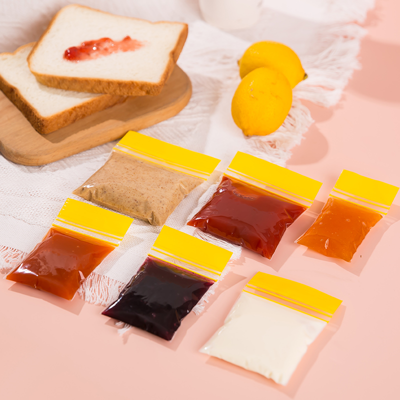 透明自封袋果酱外卖打包袋双封条密封包装袋调料粉末防漏封口袋子