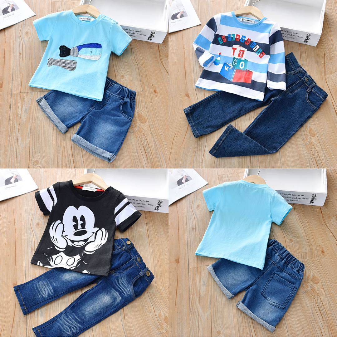 儿童夏季套装男女宝宝洋气纯棉短袖T恤中小童牛仔裤休闲两件套潮|ruв категории Детская одежда, костюм - от Buy2taobao.com для оказания профессиональной услуги покупки агента Taobao