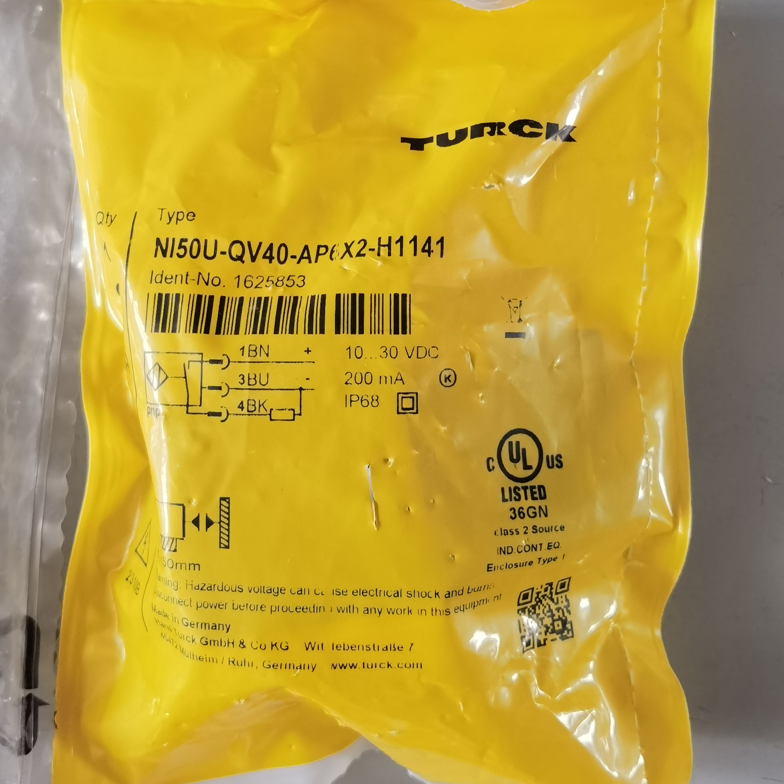 图尔克原装正品NI50U-QV40-AP6X2-H1141   1625853电感式传感器