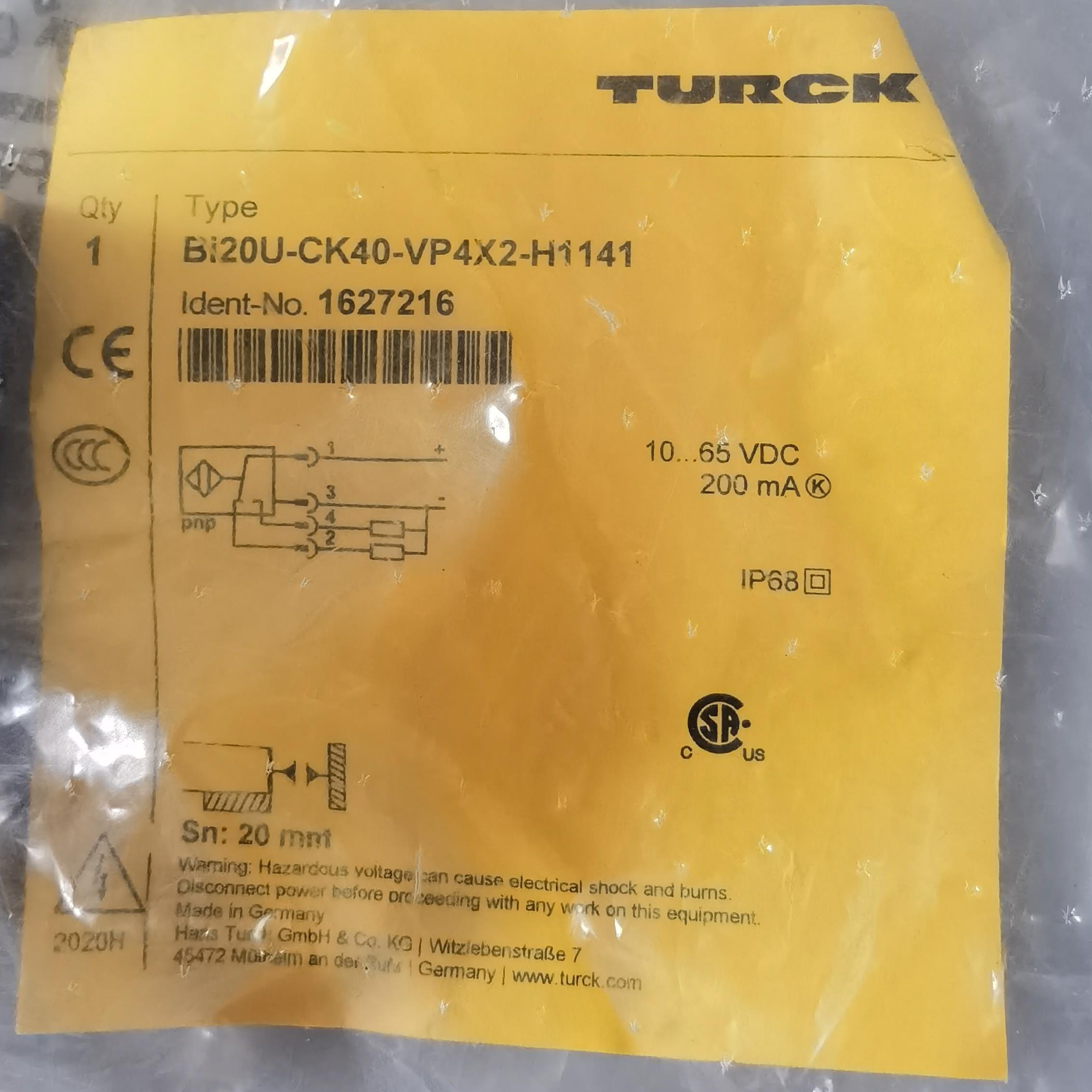 图尔克 Bi20U-CK40-VP4X2-H1141   1627216 接近开关实价现货