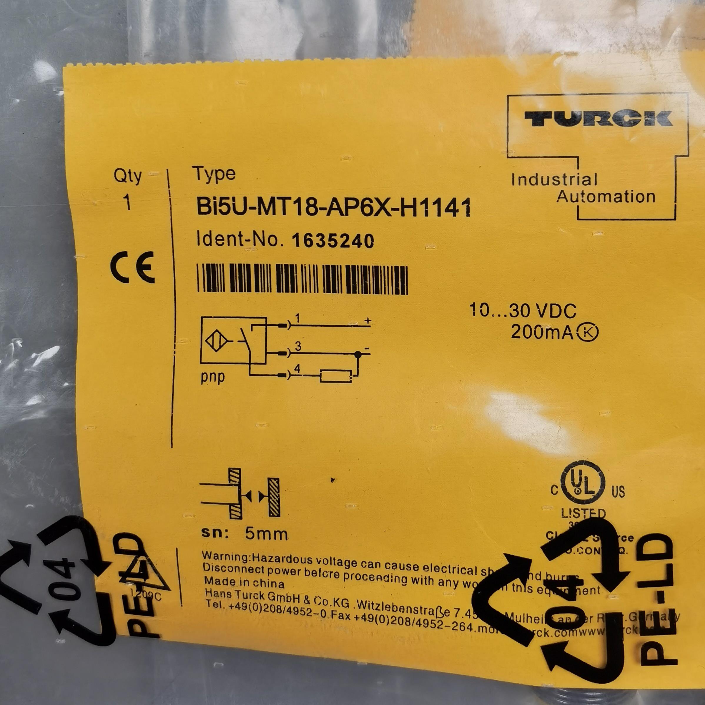 图尔克Bi5U-MT18-AP6X-H1141  1635240接近开关 全新原装现货实价