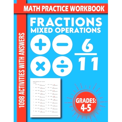 预订 Math Practice Activities 4-5 Grades: Mixed Operations with Fractions Adding & Subtracting & Multiplying & Dividing