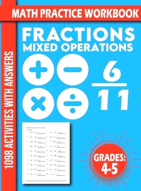 预订 Math Practice Activities 4-5 Grades: Mixed Operations with Fractions Adding & Subtracting & Multiplying & Dividing