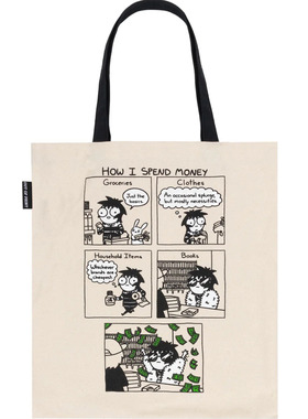 现货 Out of Print 美国原版进口帆布袋 成年如谜 幽默漫画 文学周边 Sarah's Scribbles: How I Spend Money Tote Bag