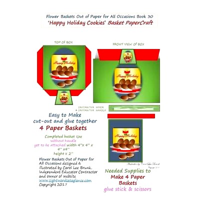 预订 Flower Baskets Out of Paper for All Occasions Book 30: Happy Holiday Cookies Basket PaperCraft Gift Box: 9781979552