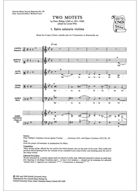 预订 Two Motets 双重赞美诗：SSATB与低音连续伴奏: 9780193953208