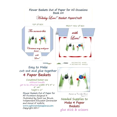 预订 Flower Baskets Out of Paper for All Occasions Book 24 ’Holiday Love!’ Basket Papercraft: Christmas Holiday Love: