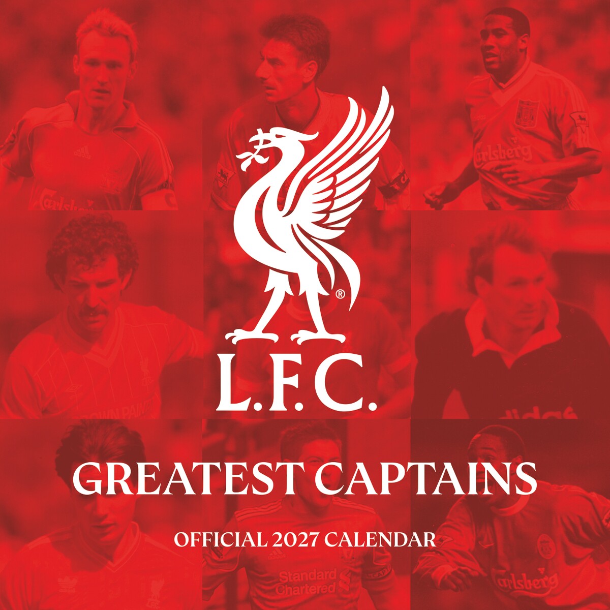 预售 利物浦足球俱乐部传奇队长 2027年方形挂历 Liverpool FC Legends Square Calendar 英文原版 进口日历 杰拉德休斯海皮亚