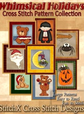 预订 Whimsical Holiday Cross Stitch Pattern Collection: 9781500346621