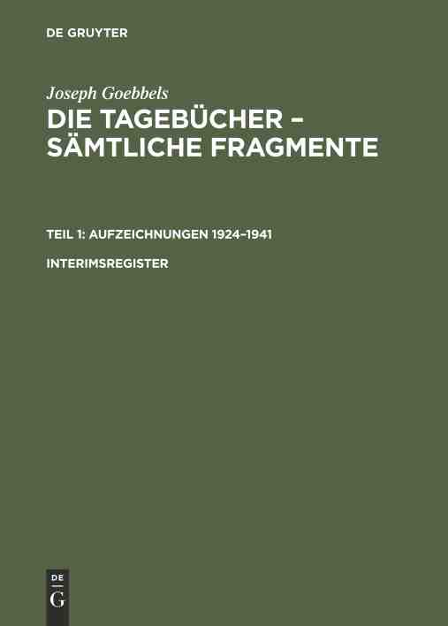 【预订】TAGEBÜCHER GOEBBELS   JGTSF  INTERIMSREG. TL. I 9783598219146