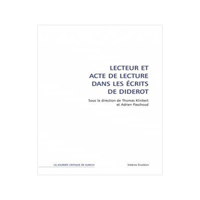 [预订]Lecteur et acte de lecture dans les écrits de Diderot 9782051029339