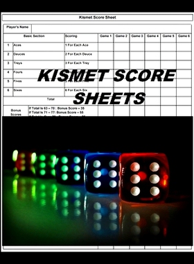 预订 Kismet Score Sheets: 120 Kismet Dice Game Score Book, Kismet Score Pads, Kismet Dice Game Score Sheets: 97816561242