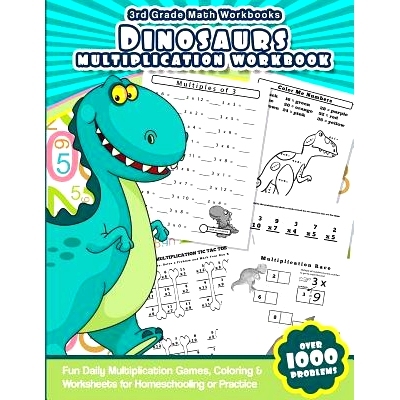 预订 3rd Grade Math Workbooks Dinosaurs Multiplication Workbook: Fun Daily Multiplication Games, Coloring & Worksheets f