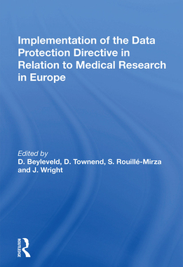 [预订]Implementation of the Data Protection Directive in Relation to Medical Research in Europe