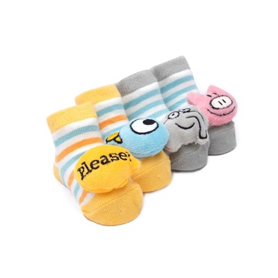 预售 Mo Willems 婴儿袜 2双 小猪小象 别让鸽子开巴士 绘本周边 0-12个月 Out of Print 原版进口 四季亲子装 Baby Rattle Socks