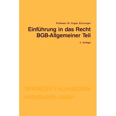 预订 Einführung in das Recht BGB-Allgemeiner Teil: 9783409021173