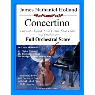 预订 Concertino: For Solo Violin, Solo Cello, Solo Piano and Orchestra FULL SCORE ONLY: 9781721125142