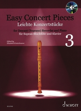 【预订】Easy Concert Pieces, Book 3: 21 Pieces from 5 Centuries for Descant Recorder and Piano. Includes CD with D...