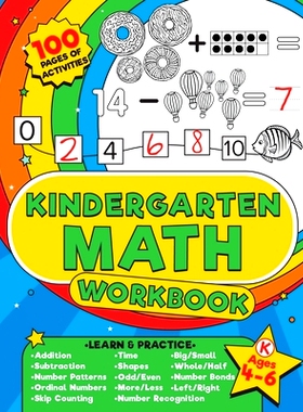 预订 Kindergarten Math Workbook: 100 pages of kindergarten math activities - Get ahead and ready for school with additio
