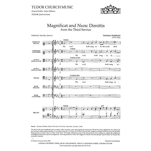 预订 Magnificat and Nunc Dimittis: from the Third Service 赞美诗与赞美诗后赞礼SAATB与管风琴混声合唱: 9780193520912