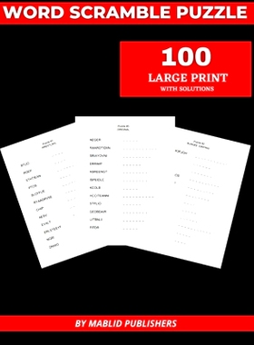 预订 Word Scramble Puzzle 100 Large Print with solutions: word scramble books for adults: 9798593690586