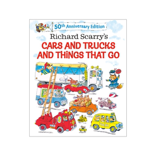 斯凯瑞 忙忙碌碌镇 50周年纪念版 精装 含海报和手稿 英文原版 Richard Scarry's Cars and Trucks and Things That Go