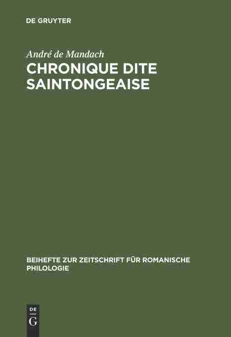 【预订】Chronique dite Saintongeaise 9783484520226
