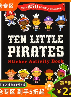 英文原版 十个小海盗贴纸活动书 数数启蒙认知识物 绝版书 Ten Little Pirates Sticker Activity Book