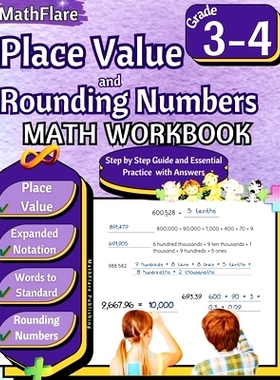 预订 Place Value and Expanded Notations Math Workbook 3rd and 4th Grade: Place Value Grade 3-4, Expanded and Standard No
