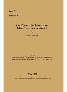 预订 Zur Theorie der homogenen Gleichverteilung modulo 1: 9783662226988