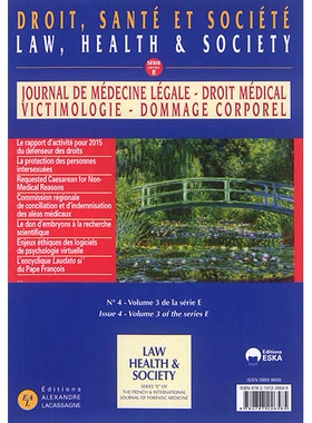 预订 Journal de médecine légale, droit médical, victimologie, dommage corporel, n° 59-5 法律医学杂志、*法、受害者
