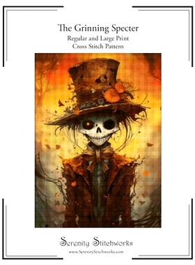 预订 The Grinning Specter Cross Stitch Pattern: Regular and Large Print Cross Stitch Chart: 9798861919340
