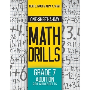 预订 One-Sheet-A-Day Math Drills: Grade 7 Addition - 200 Worksheets (Book 21 of 24): 9781627342339