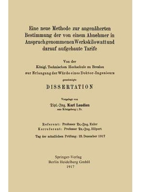 预订 Eine Neue Methode Zur Angenäherten Bestimmung Der Von Einem Abnehmer in Anspruch Genommenen Werkskilowatt Und Dara