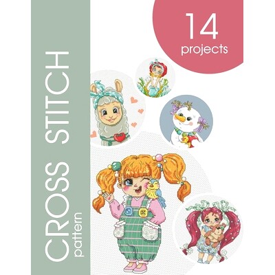 预订 Counted cross stitch patterns book: 14 cute projects: 9798336270877