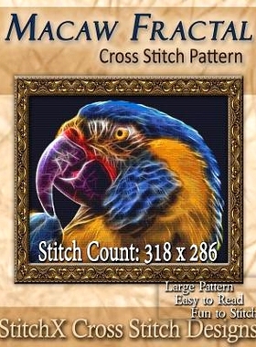 预订 Macaw Fractal Cross Stitch Pattern: 9781500319168
