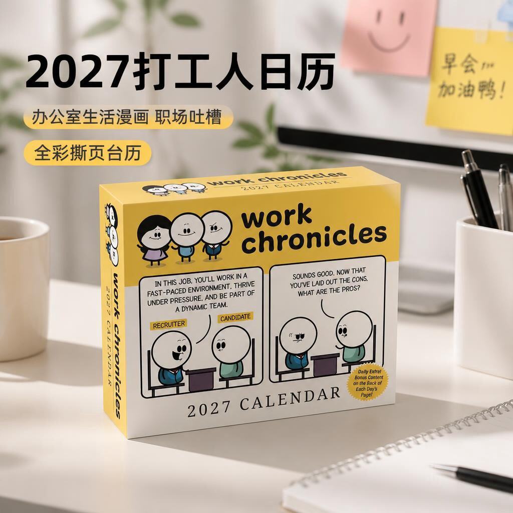 2027打工人日历 每日一页 办公室生活漫画 职场吐槽 全彩撕页台历 英文原版 进口台历 Work Chronicles 2027 Day to Day Calendar