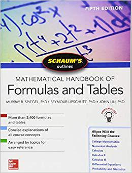 英文原版 公式与表格数学手册大纲，第5版 Schaum’s Outline of Mathematical Handbook of Formulas and Tables