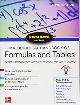 预订 英文原版 公式与表格数学手册大纲，第5版 Schaum’s Outline of Mathematical Handbook of Formulas and Tables
