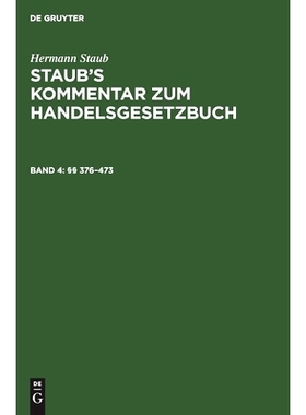预订 Staub Kom. Handelsg. Bd. 4 Shgba12: 9783111075396