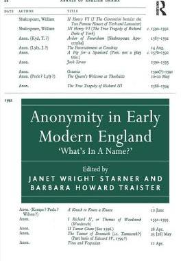 【预订】Anonymity in Early Modern England