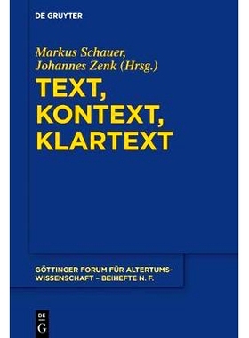 预订 Text, Kontext, Klartext: Festschrift für Niklas Holzberg zum 70. Geburtstag Vestis Variata：文本和主题，结构和互文
