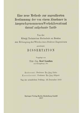 预订 Eine Neue Methode Zur Angenäherten Bestimmung Der Von Einem Abnehmer in Anspruch Genommenen Werkskilowatt Und Dara