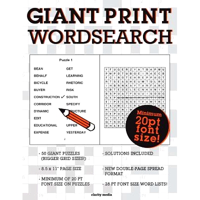 预订 Giant Print Wordsearch: 9781523950133
